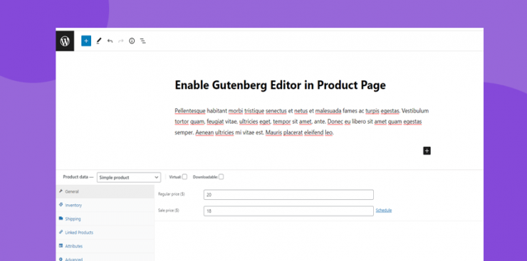 Enable gutenberg block on woocommerce product page