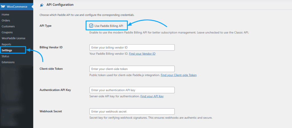 How to Sell PDFs Online With Paddle in WooCommerce 7 Tick mark beside use paddle billing api to activate paddle billing
