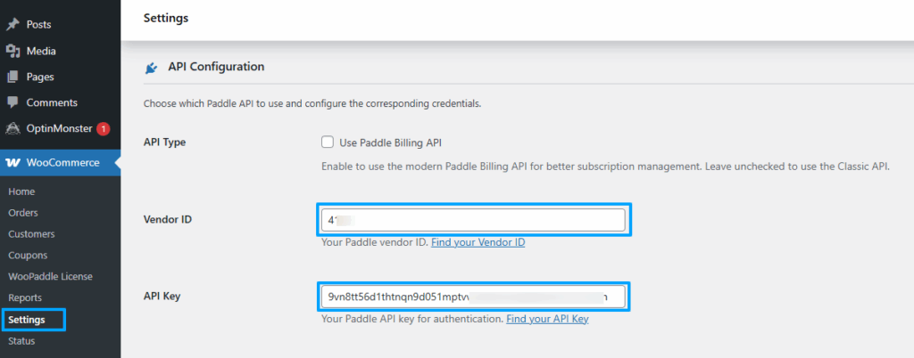 Start Selling Online Course with Paddle to Automate Your Taxes & Growth 15 Paste vendor ID and API key