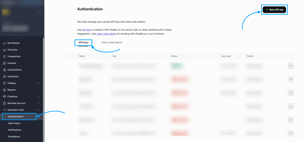 How to Sell PDFs Online With Paddle in WooCommerce 8 Creating API key on Paddle Billing