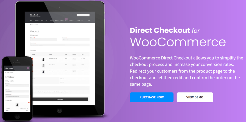 10 Fastest One Page Checkout for WooCommerce Plugins ({{year}} Edition) 8 WooCommerce Direct Checkout by QuadLayers