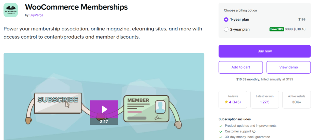 14 Best WooCommerce Recurring Payment Plugins for {{year}} 15 WooCommerce memberships by Skyverge