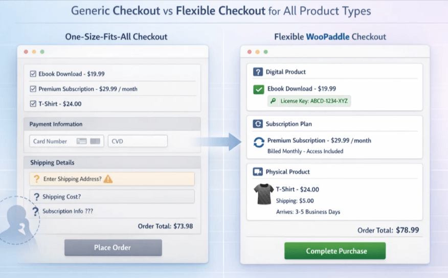 Top 7 Checkout Mistakes That Kill Sales and How Paddle Fixes Them 8 Generic checkout vs Checkout with all product types