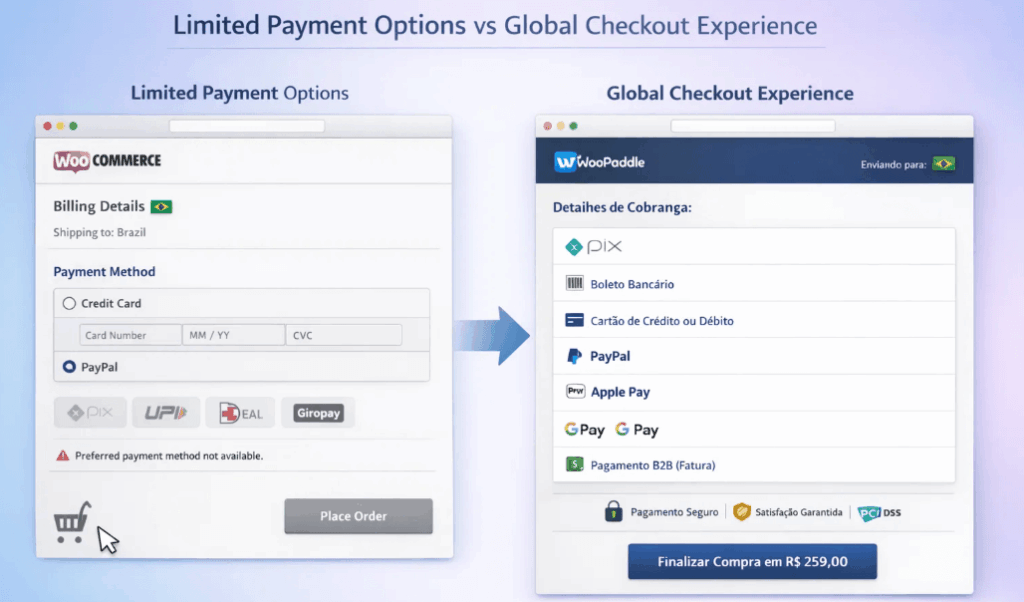 Top 7 Checkout Mistakes That Kill Sales and How Paddle Fixes Them 4 Limited checkout option vs Global checkout experience