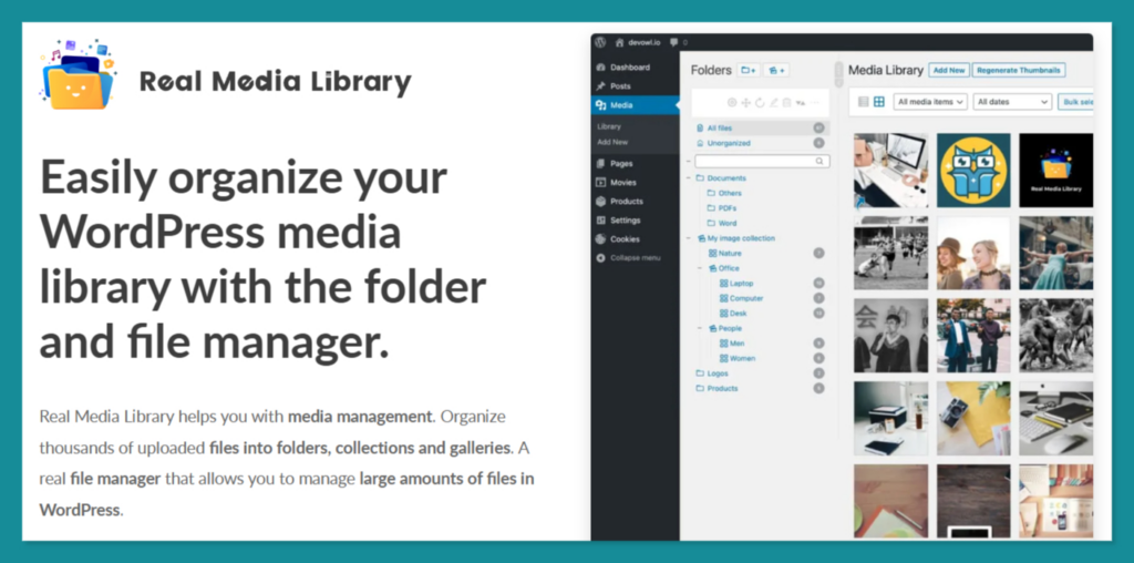 8 Best WordPress Media Library Folder Plugins 4 Real Media Library folder organization plugin