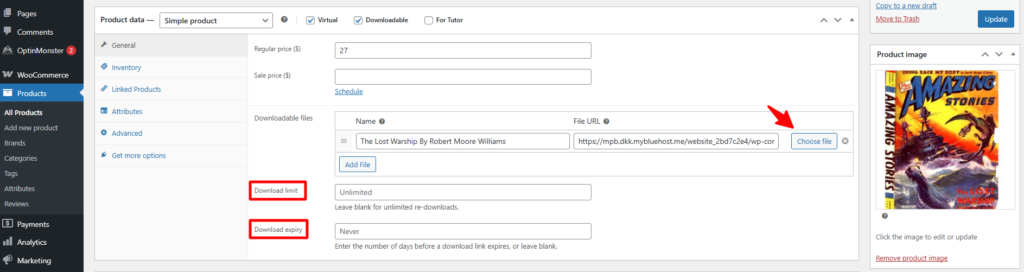 The Complete Guide to Sell Digital Products with WooCommerce Using Paddle 7 Uploading a digital downloadable file in WooCommerce